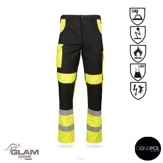 Spodnie ochronne multifunkcyjne odblaskowe ORION(czarno-żółte certyfikat)produkt Gondpol
