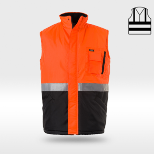 Bezrękawnik ochronny odblaskowy ocieplany polarem KORMORAN(pomarańczowo-czarny)produkt Gondpol-PRODUKT GONDPOL