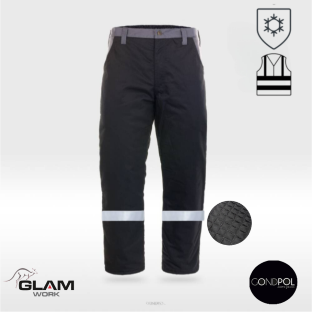 Spodnie ochronne ocieplane z odblaskiem pasek(czarne)produkt Gondpol