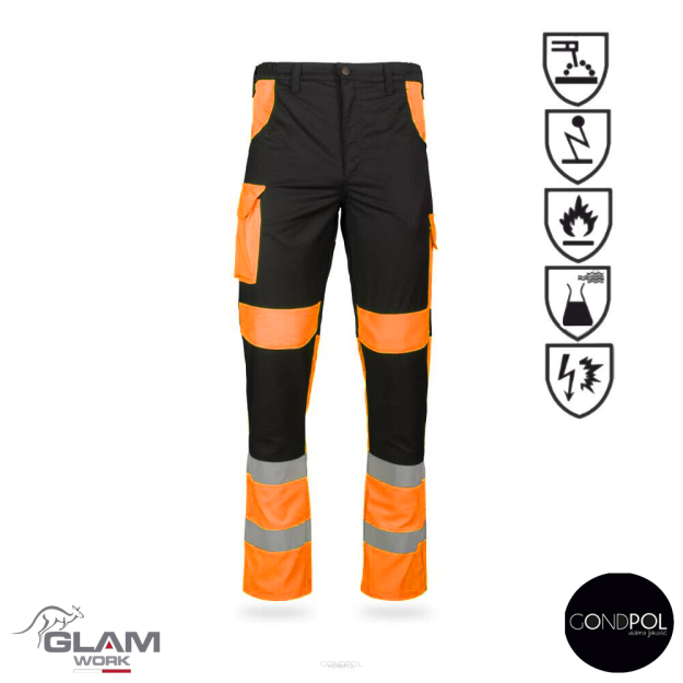Spodnie ochronne multifunkcyjne odblaskowe ORION(pasek czarno-pomarańczowe)produkt Gondpol