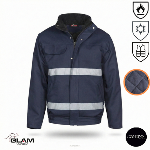 Kurtka ochronna ocieplana trudnopalna odblask(granat)-produkt Gondpol