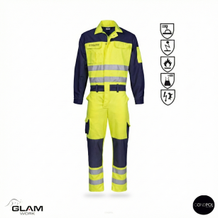 Kombinezon ochronny multifunkcyjny odblaskowy ORION(żółto-granatowy)-produkt Gondpol