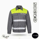 Ubranie ochronne multifunkcyjne odblask ORION(żółto szare certyfikat) spodnie ogrodniczki lub na pasku-produkt Gondpol - 4