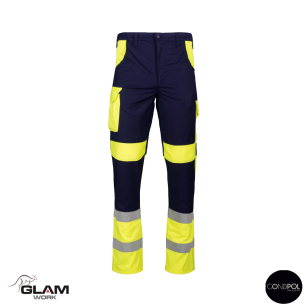 Spodnie ochronne  odblaskowe GRYF( granatowo-żółte pasek) - produkt Gondpol