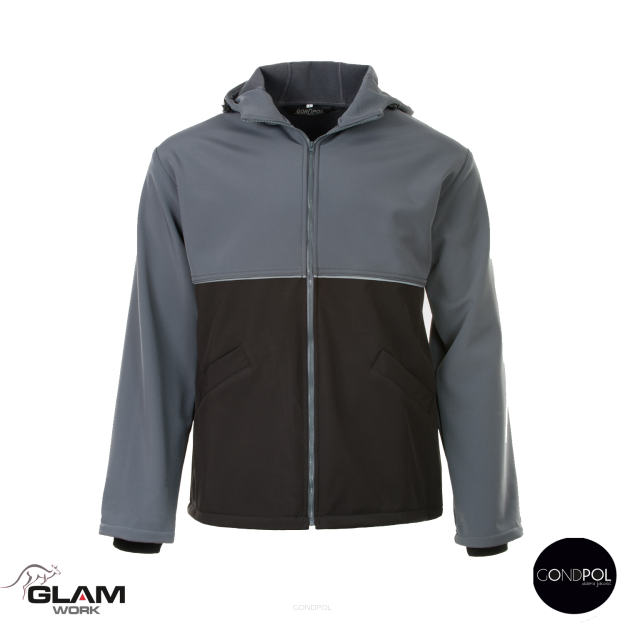 Kurtka ochronna ocieplana sofshell DUO(popiel czarna)-produkt Gondpol