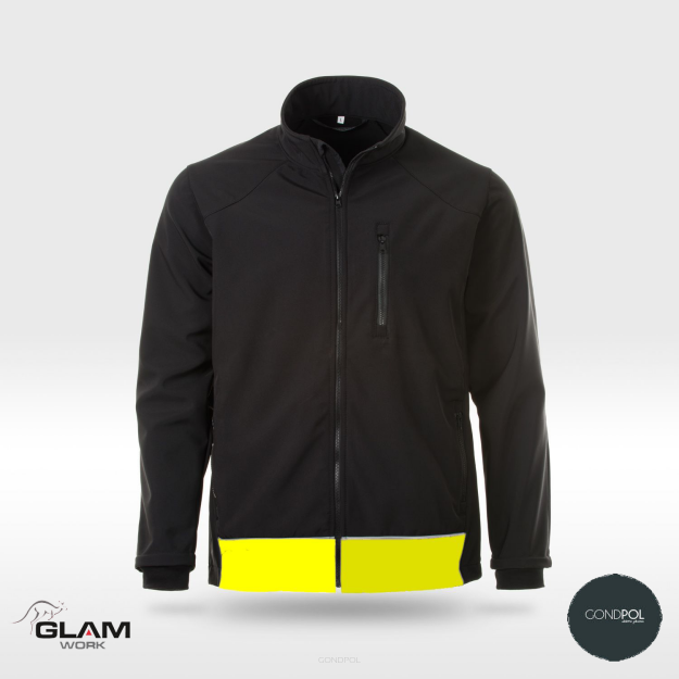 Kurtka softshell czarny z żółtą wstawką