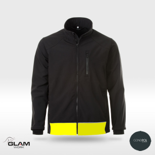 Kurtka softshell czarny z żółtą wstawką