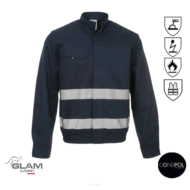 Bluza ochronna trudnopalna antystatyczna odblaskowa ORION(granat certyfikat)-produkt Gondpoil