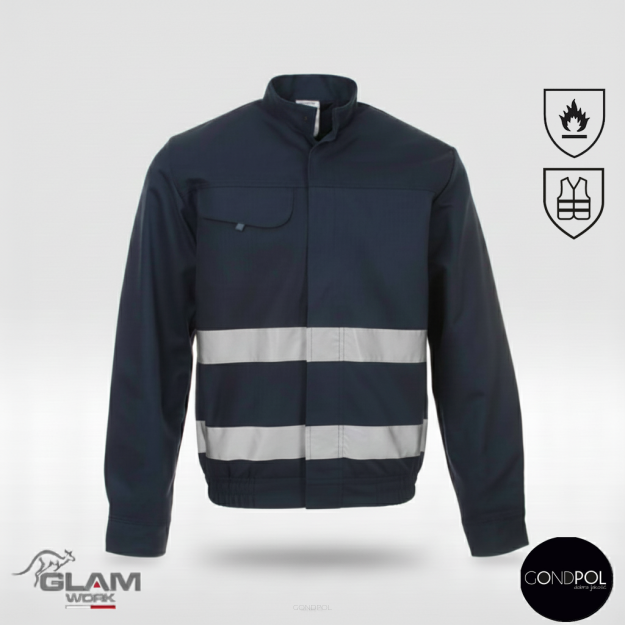 Bluza ochronna trudnopalna wzmacniana odblaskowa ORION(granat) -produkt Gondpol