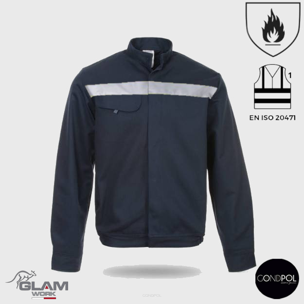 Bluza spawalnicza trudnopalna wzmacniana odblaskowa