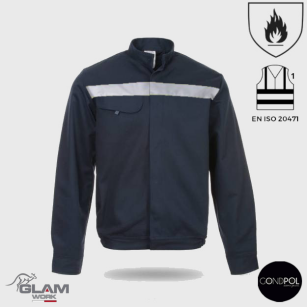Bluza spawalnicza trudnopalna wzmacniana odblaskowa