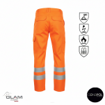 Spodnie ochronne trudnopalne antystatyczne wzmacniane odblask ORION(pomarańczowe certyfikat)-produkt Gondpol - 2
