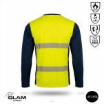 Koszulka fluo-navy antystatyczna trudnopalna z odblaskiem - 2