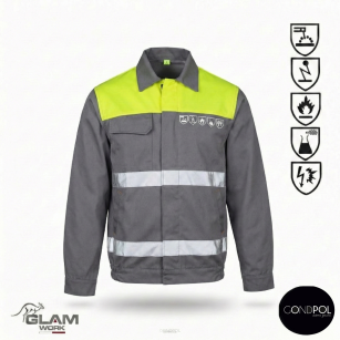 Bluza ochronna multifunkcyjna odblaskiem ORION(popiel żłóty certyfikat)-produkt Gondpol