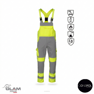 Spodnie ochronne multifunkcyjne ogrodniczki ORION(szaro-żółte certyfikat)produkt Gondpol