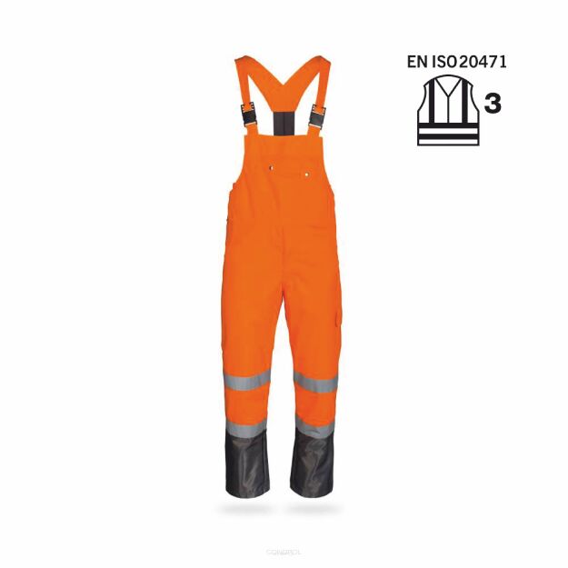 Spodnie ochronne ostrzegawcze ogrodniczki MEDUZA(pomaranczowo-popiel)produkt Gondpol