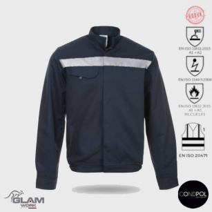 Bluza ochronna trudnopalna antystatyczna odblaskowa ORION granat certyfikat