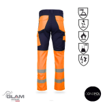 Spodnie ochronne multifunkcyjne odblaskowe ORION (granatowo-pomarańczowe)-produkt Gondpol - 2
