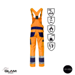 Spodnie ochronne multifunkcyjne ogrodniczki odblask ORION(pomarańczowo-granatowe certyfikat)-produkt gondpol - 2