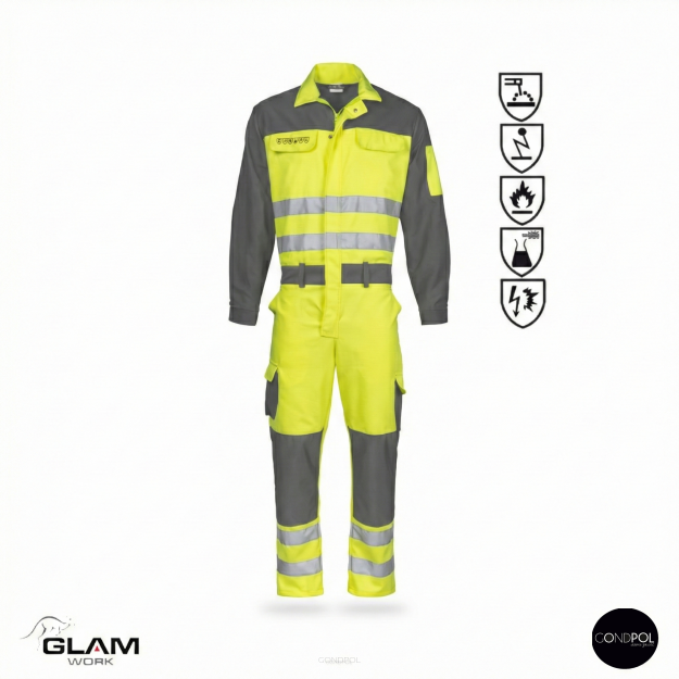 Kombinezon ubranie ochronne multifunkcyjne odblaskowe ORION(żółto-czarny)-produkt Gondpol