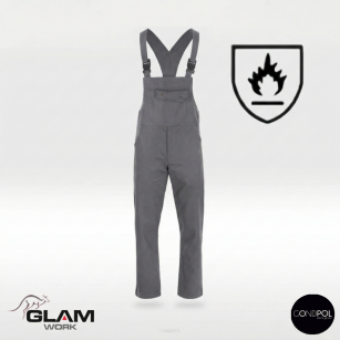 Spodnie ochronne trudnopalne ogrodniczki(szary)-produkt Gondpol