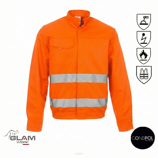 Bluza ochronna trudnopalna antystatyczna odblaskowa ORION(pomarańczowa certyfikat)-produkt Gondpoil