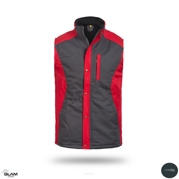 Bezrękawnik ochronny ocieplany polarem PANDA(popiel czerwona)produkt Gondpol