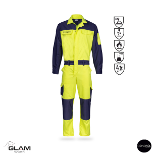 Kombinezon ubranie ochronne multifunkcyjne odblaskowe ORION(żółto-granatowy)-produkt Gondpol