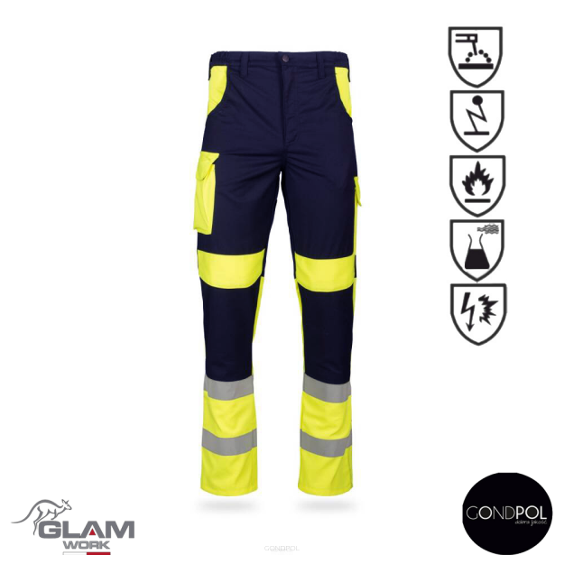 Spodnie ochronne multifunkcyjne odblaskowe ORION(czarno żółte certyfikat)-produkt Gondpol