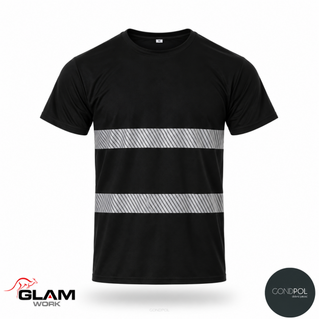 T-SHIRT bawełniany odblaskowy czarny