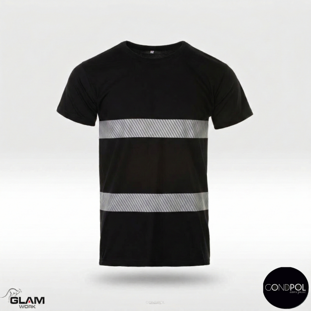 Koszulka t-shirt bawełniana z odblaskiem (czarna)-produkt Gondpol