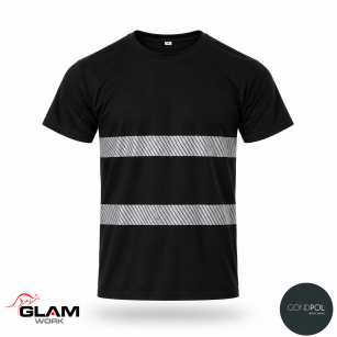 T-SHIRT bawełniany odblaskowy czarny