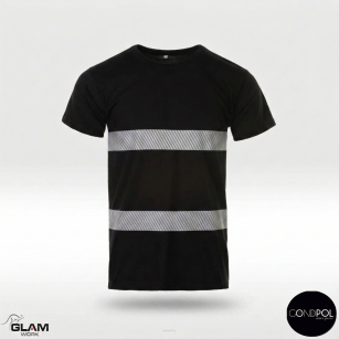 Koszulka t-shirt bawełniana z odblaskiem (czarna)-produkt Gondpol