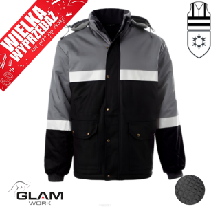 Kurtka ochronna ocieplana polarem odblaskowa WINTER(czarno-popiel)-produkt Gondpol