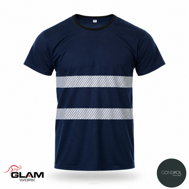 T-SHIRT bawełniany odblaskowy granat
