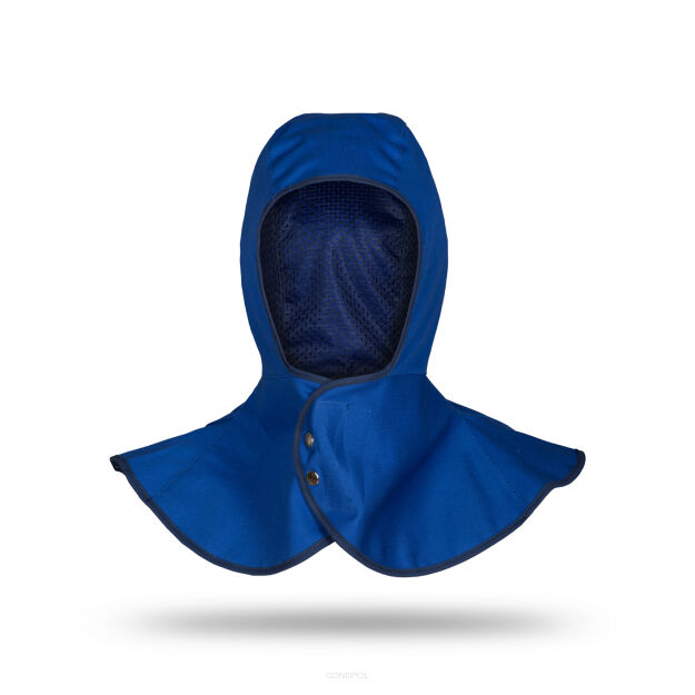Kaptur ochronny z tkaniny trudnopalnej dla spawacza(niebieski)produkt GONDPOL