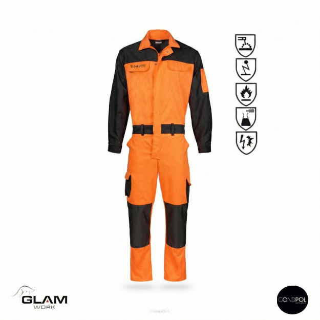 Kombinezon ubranie ochronny multfunkcyjny odblask ORION(pomarańczowo-czarny)produkt Gondpol