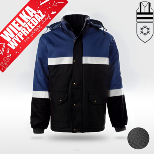 KURTKA OCIEPLANA POLAREM ODBLASKOWA WINTER(niebiesko-czarna)-PRODUKT GONDPOL