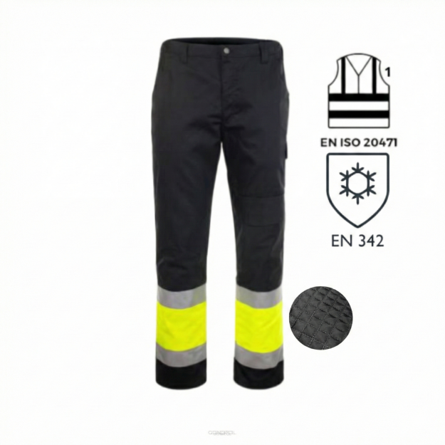 Spodnie ochronne ocieplane z odblaskiem GRYF(żółte-czarne)  pasek-produkt Gondpol