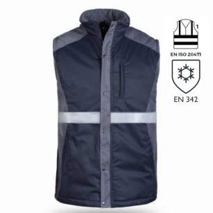 Bezrękawnik ochronny ocieplany polarem odblask PELIKAN(granatowo popiel)-produkt Gondpol