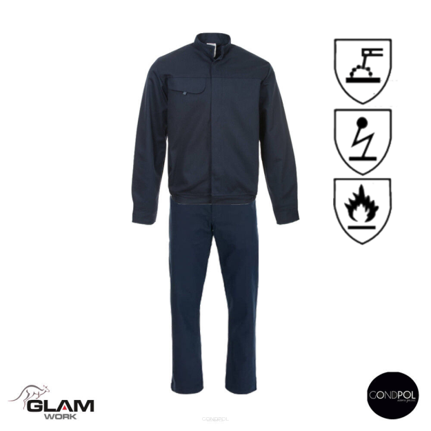 Ubranie ochronne trudnopalne antystatyczne wzmacniane ORION z certyfikatem (spodnie na pasku lub ogrodniczki)-produkt Gondpol