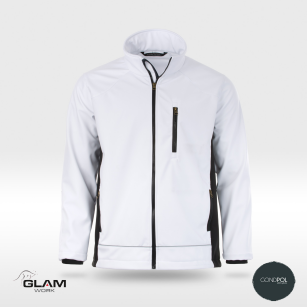 Kurtka ochronna ocieplana sofshell(biała czarna)-produkt Gondpol