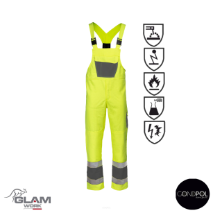 Spodnie ochronne  multifunkcyjne ogrodniczki ORION(żółto-popiel certyfikat)produkt Gondpol