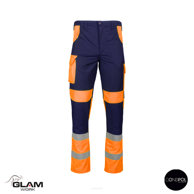 Spodnie ochronne odblaskowe pasek GRYF(granatowo-pomarańczowe)produkt Gondpol