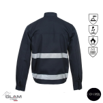 Bluza ochronna trudnopalna antystatyczna wzmacniana odblaskowa ORION(granat certyfikat)-produkt Gondpol - 2