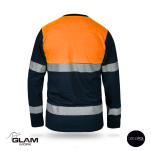 Koszulka ochronna trudnopalna antystatyczna odblaskowa długi rękaw(granatowa pomarańczowa)-produkt Gondpol - 2