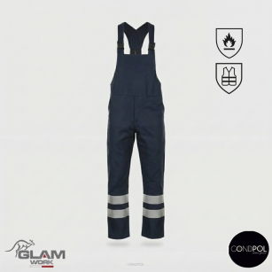 Spodnie ochronne trudnopalne z odblaskiem(granat)-produkt Gondpol