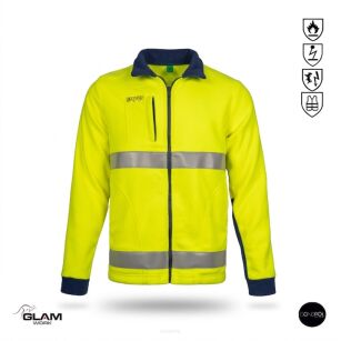 Bluza polarowa trudnopalna antystatyczna odblask żółta