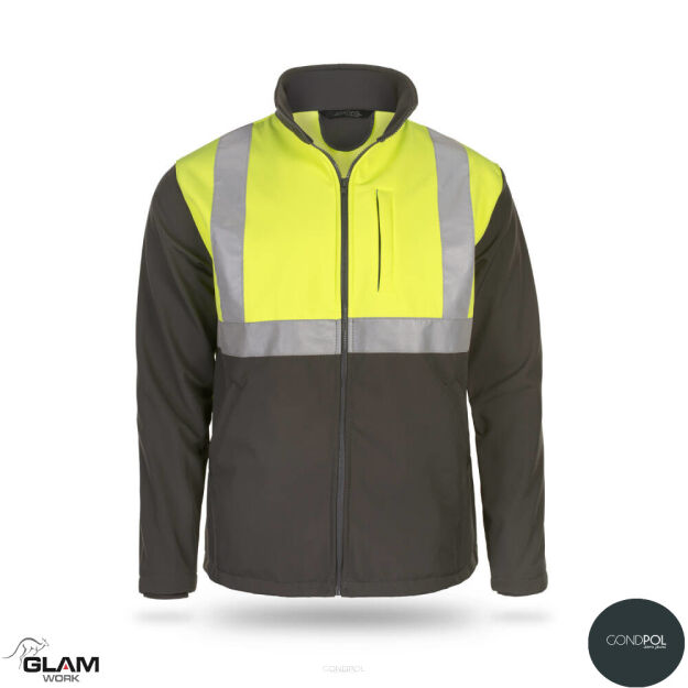Kurtka sofshell odblask DUO(żłóto popiel)produkt Gondpol