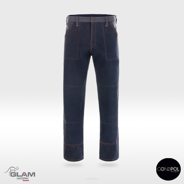 Spodnie ochronne skórzane na tkaninie(czarne)produkt Gondpol